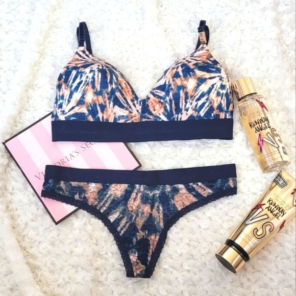 2PC VICTORIA'S SECRET ENSIGN TIE DYE SET 34C Small - Picture 1 of 5